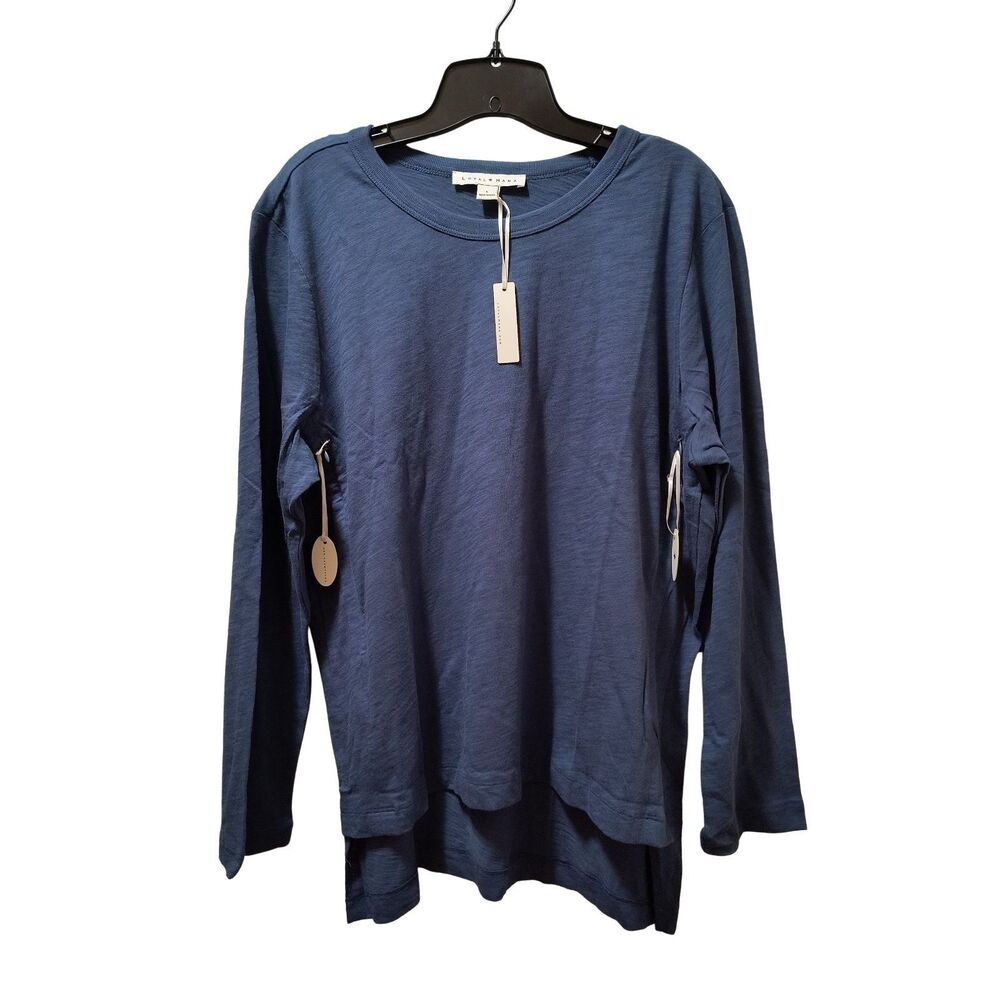 Loyal Hana Kendal Maternity Nursing Top Large Indigo Blue Cotton Long Sleeve NWT